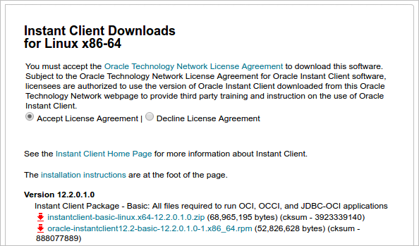 oracle client download for linux