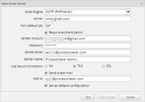 Gemakkelijk Klaar duif 3.3 - Email Settings | Documentation@ProcessMaker