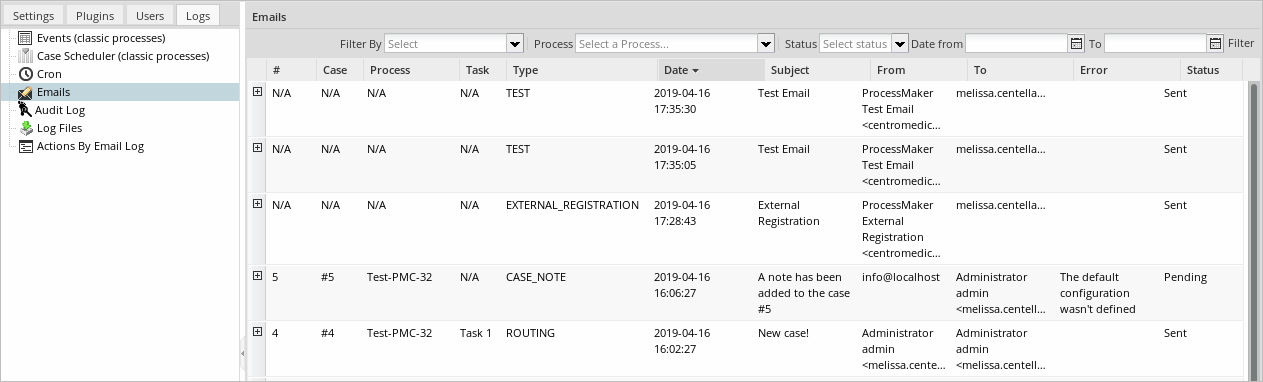 3 3 3 6 Logs Documentation Processmaker